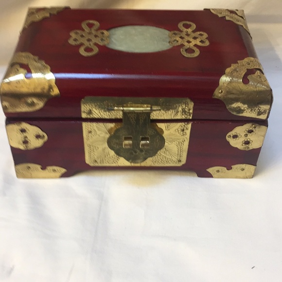 Chinese Wood Jewelry Jade Box - Picture 4 of 4